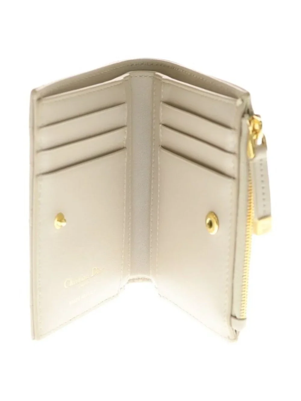 Dior Crystal Wallet Leather Compact Bifold Beige - Picture 4 of 6